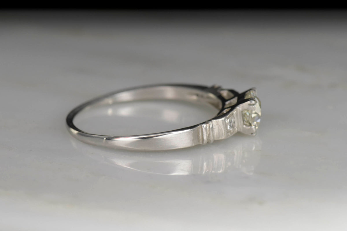 Late Deco / Retro Old European Cut Diamond Engagement Ring or Stacker