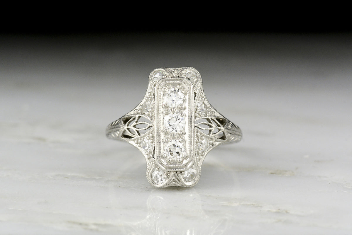 Edwardian / Art Deco Old European Cut Diamond Cocktail Ring