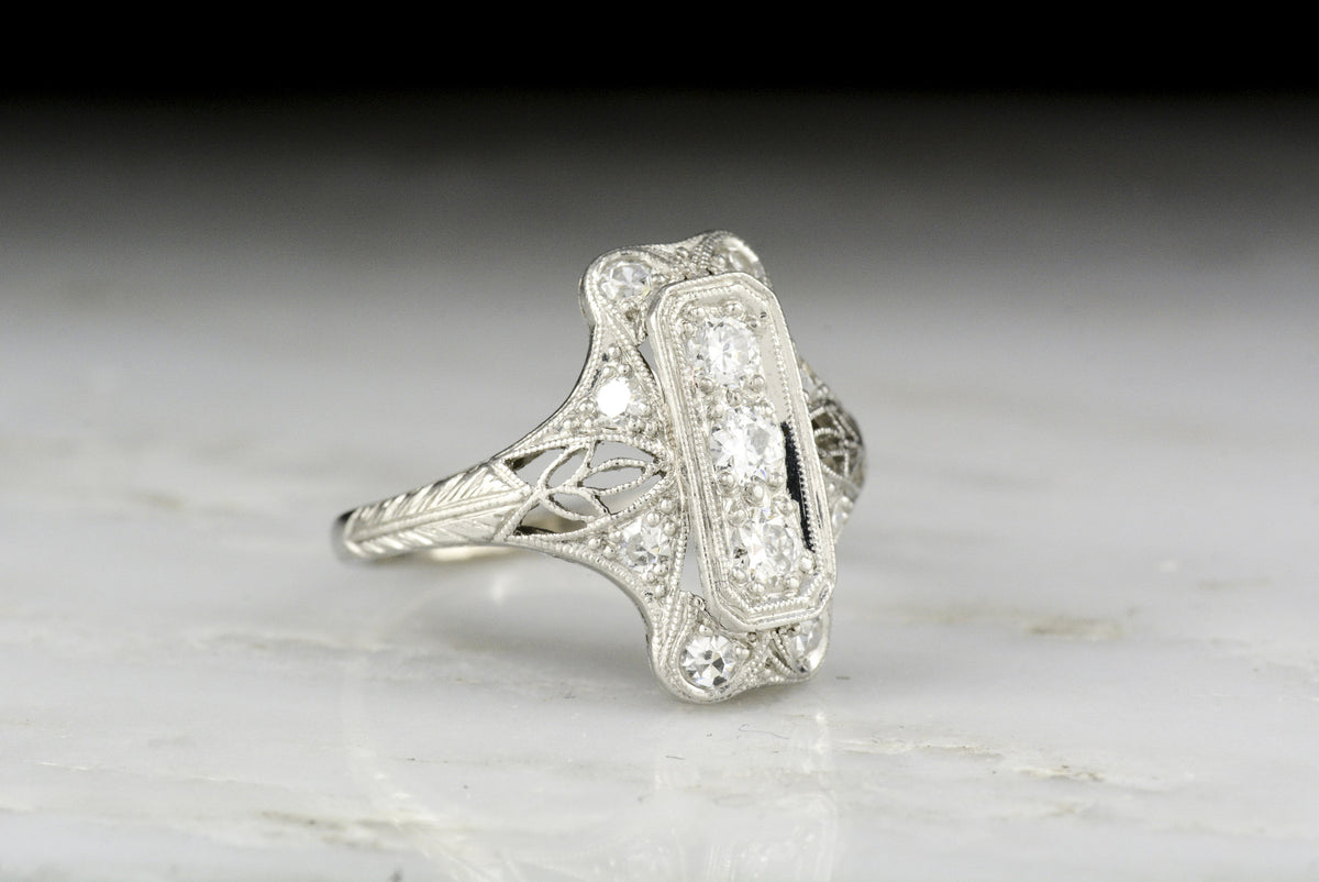 Edwardian / Art Deco Old European Cut Diamond Cocktail Ring