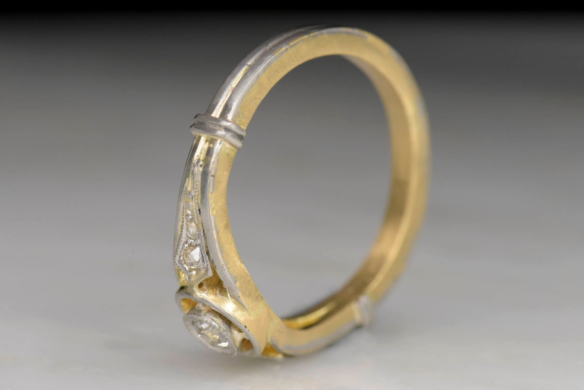 Belle Époque Gold and Platinum Old European Cut Diamond Ring