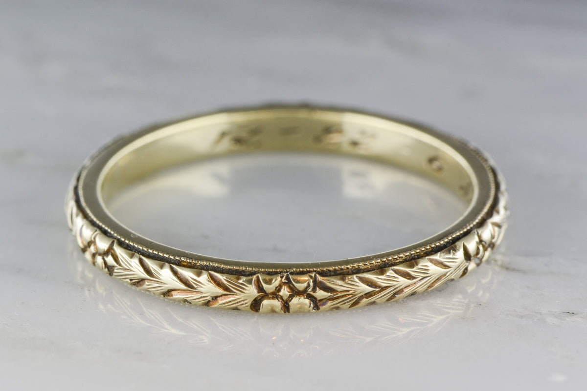 Antique Men&#39;s Late Victorian 14K Gold Wedding Band, Engraved &quot;9-28-21&quot;