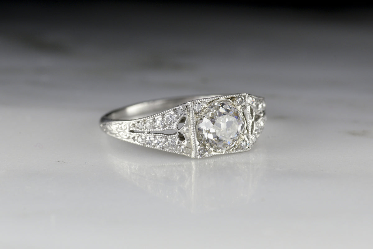 Antique Edwardian Old Mine Cut Diamond Engagement or Anniversary Ring