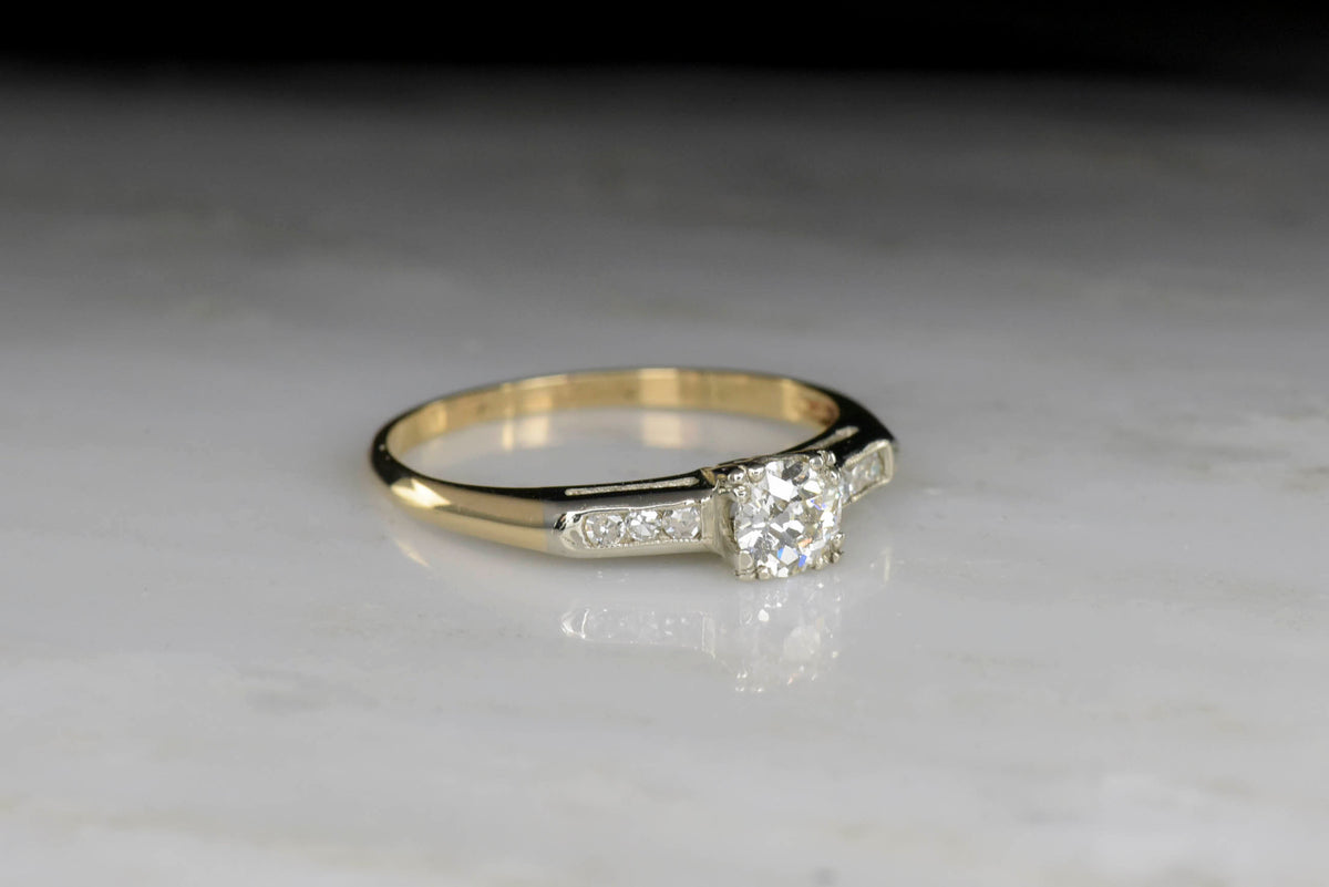 Classic Two-Toned Mid-Century Diamond Engagement Ring