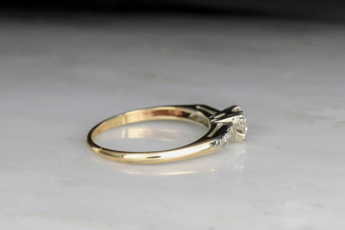 Classic Two-Toned Mid-Century Diamond Engagement Ring