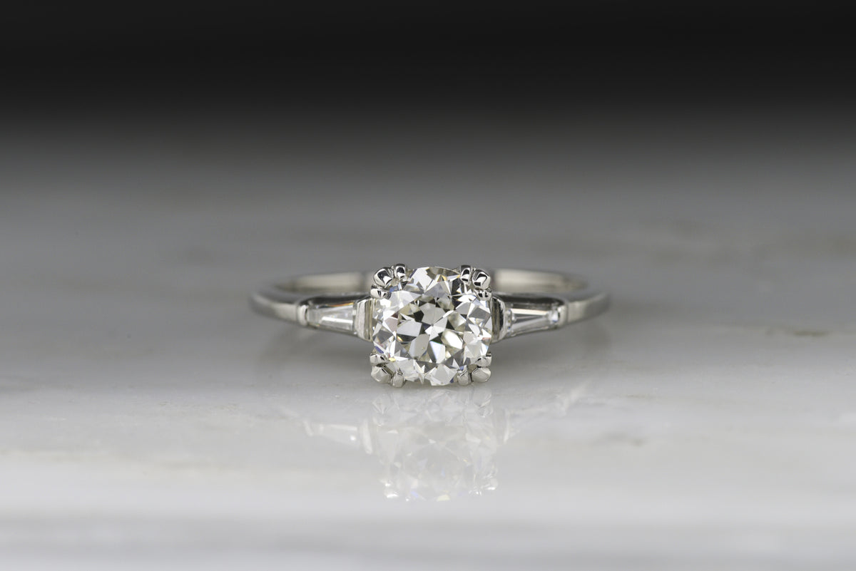 Vintage Mid-Century GIA Certified 1.02 Carat Old European Cut Diamond engagement Ring