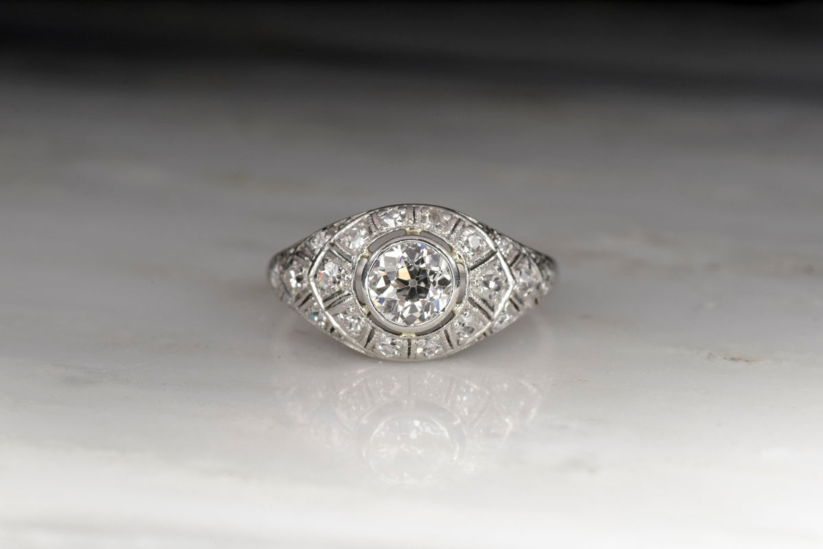 Women&#39;s 1930s Art Deco Diamond and Platinum Cocktail Ring