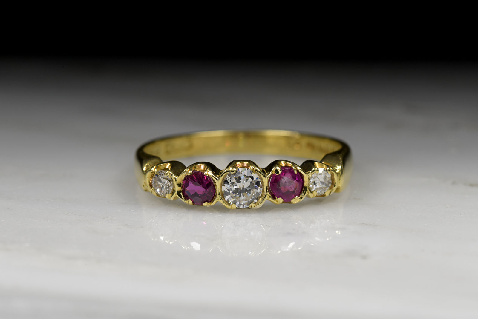 Vintage Wedding Band or Stacking Ring: Vintage Women's Diamond and Ruby Ring