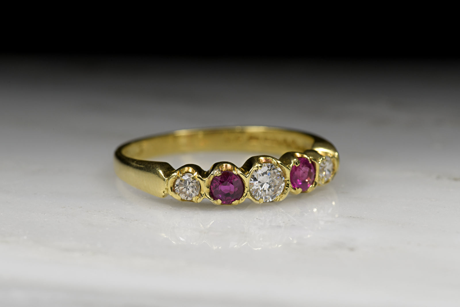Vintage Wedding Band or Stacking Ring: Vintage Women's Diamond and Ruby Ring
