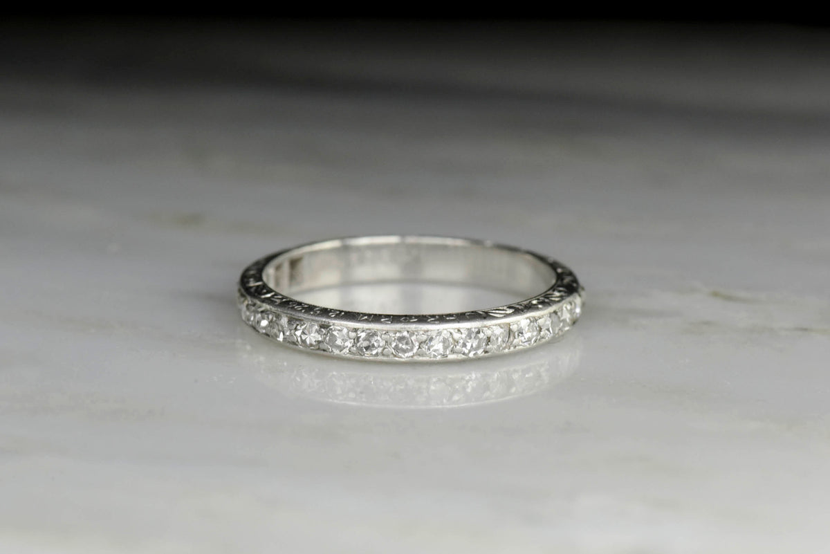 Dated 1926 Hand-Engraved Platinum Semi-Eternity Band