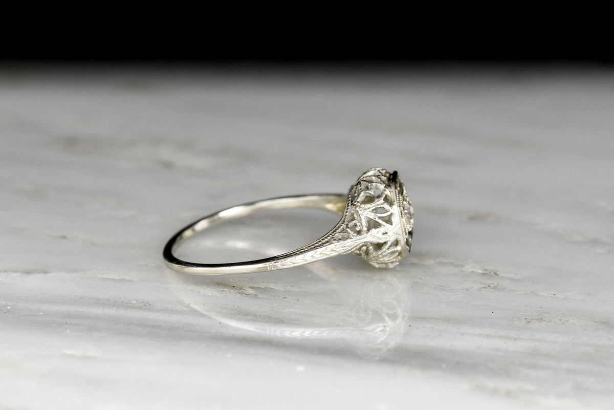 c. 1920s Engagement Ring with a Swiss Cut Diamond Center
