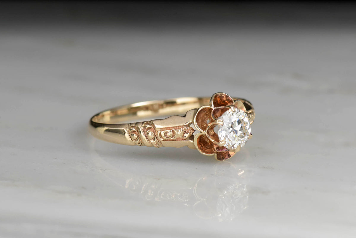 Double Buttercup Late Victorian Diamond Engagement Ring