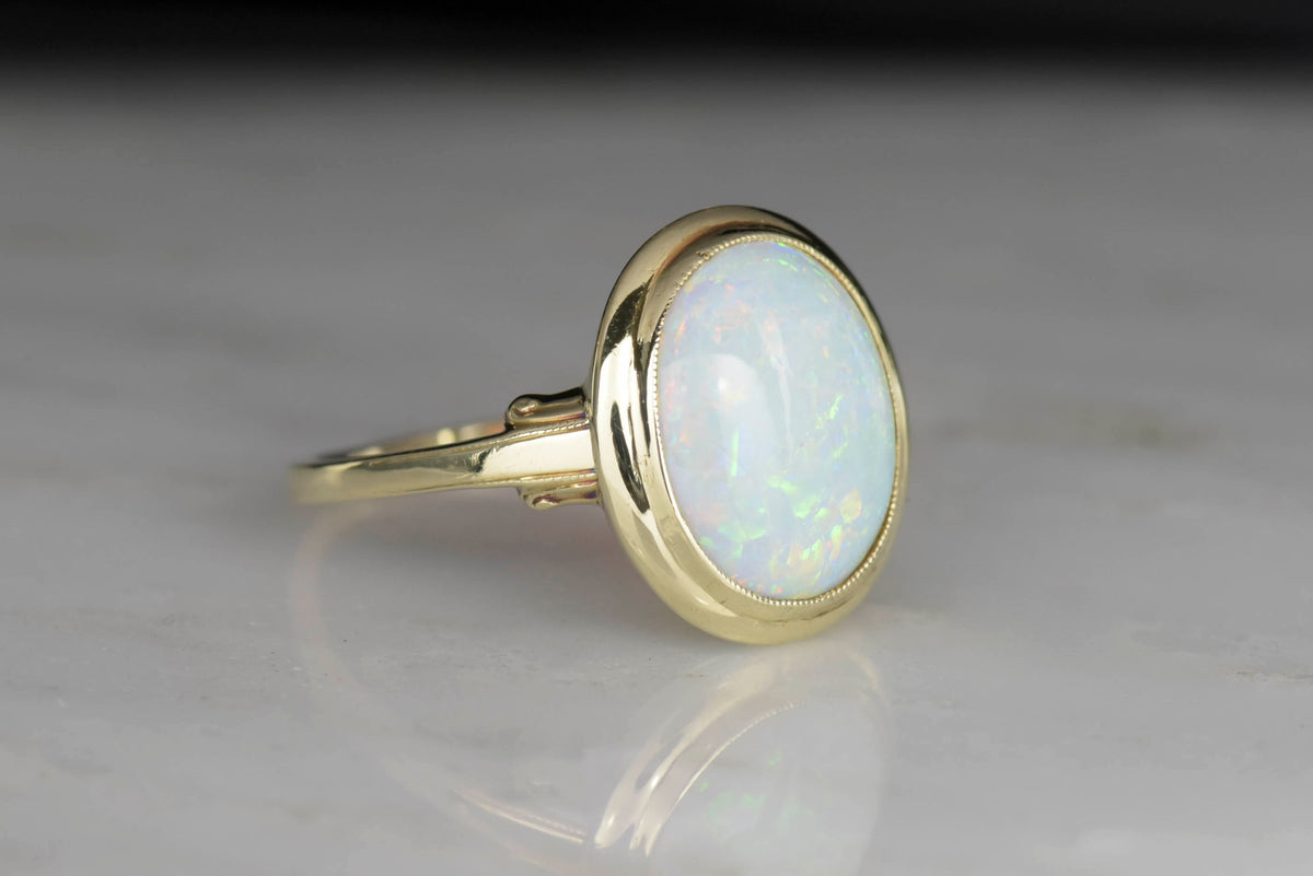 Vintage &quot;Lambert Bros.&quot; Gold and Opal Right-Hand Ring