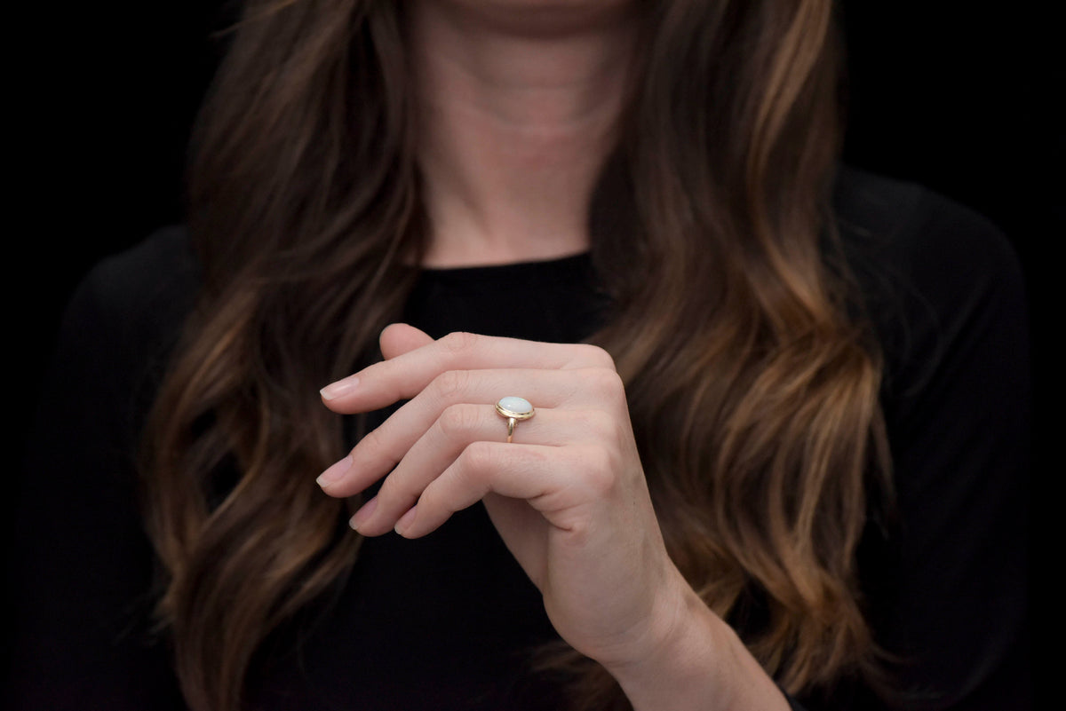 Vintage &quot;Lambert Bros.&quot; Gold and Opal Right-Hand Ring