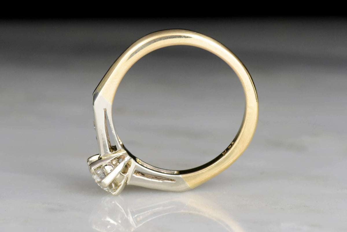 c. 1950s Mid-Century Engagement Ring in Yellow and White Gold