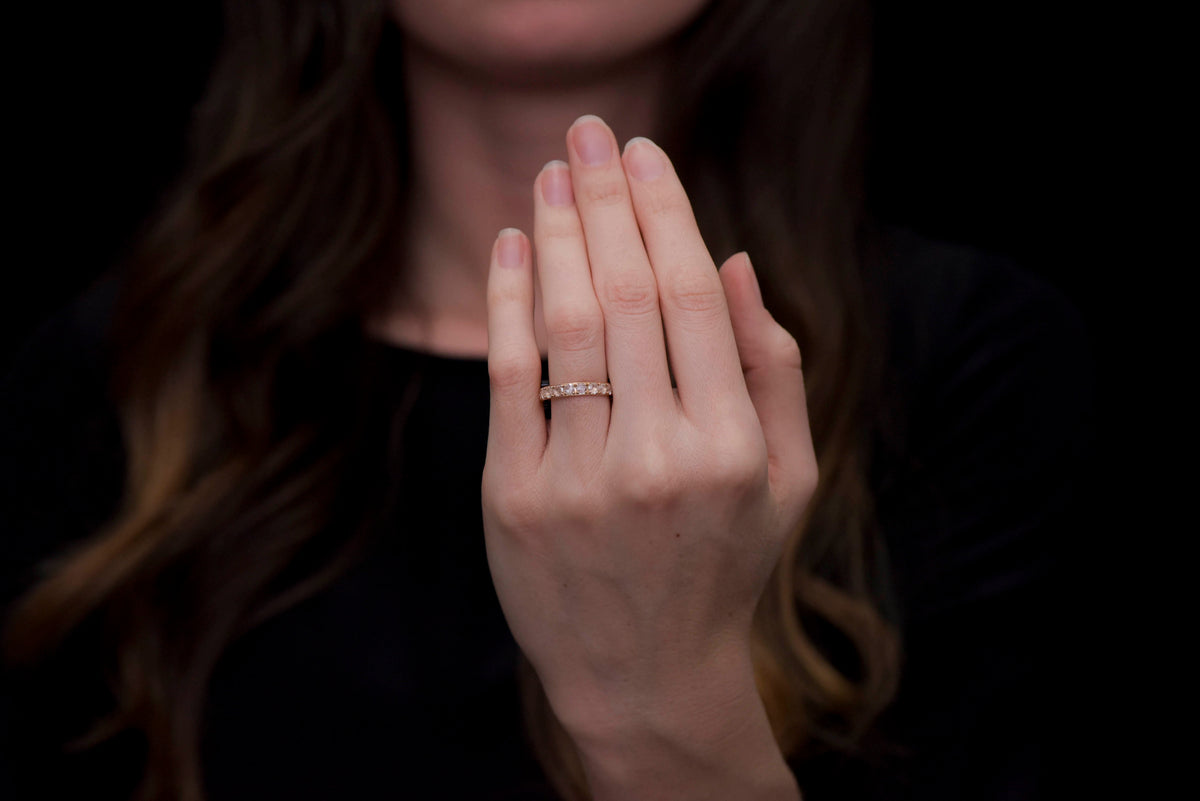 Estate Tiffany &amp; Co. Rose Cut Diamond and Rose Gold Eternity Band