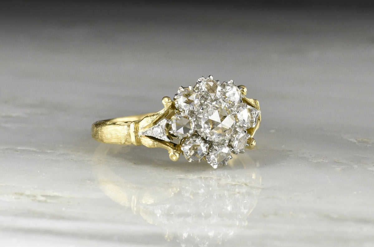 Victorian Revival Rose Cut Diamond Cluster Ring
