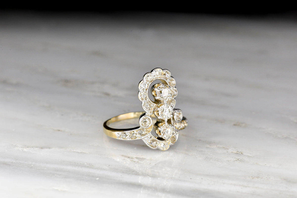 Ornate Two-Toned Edwardian Gold and Diamond Ring