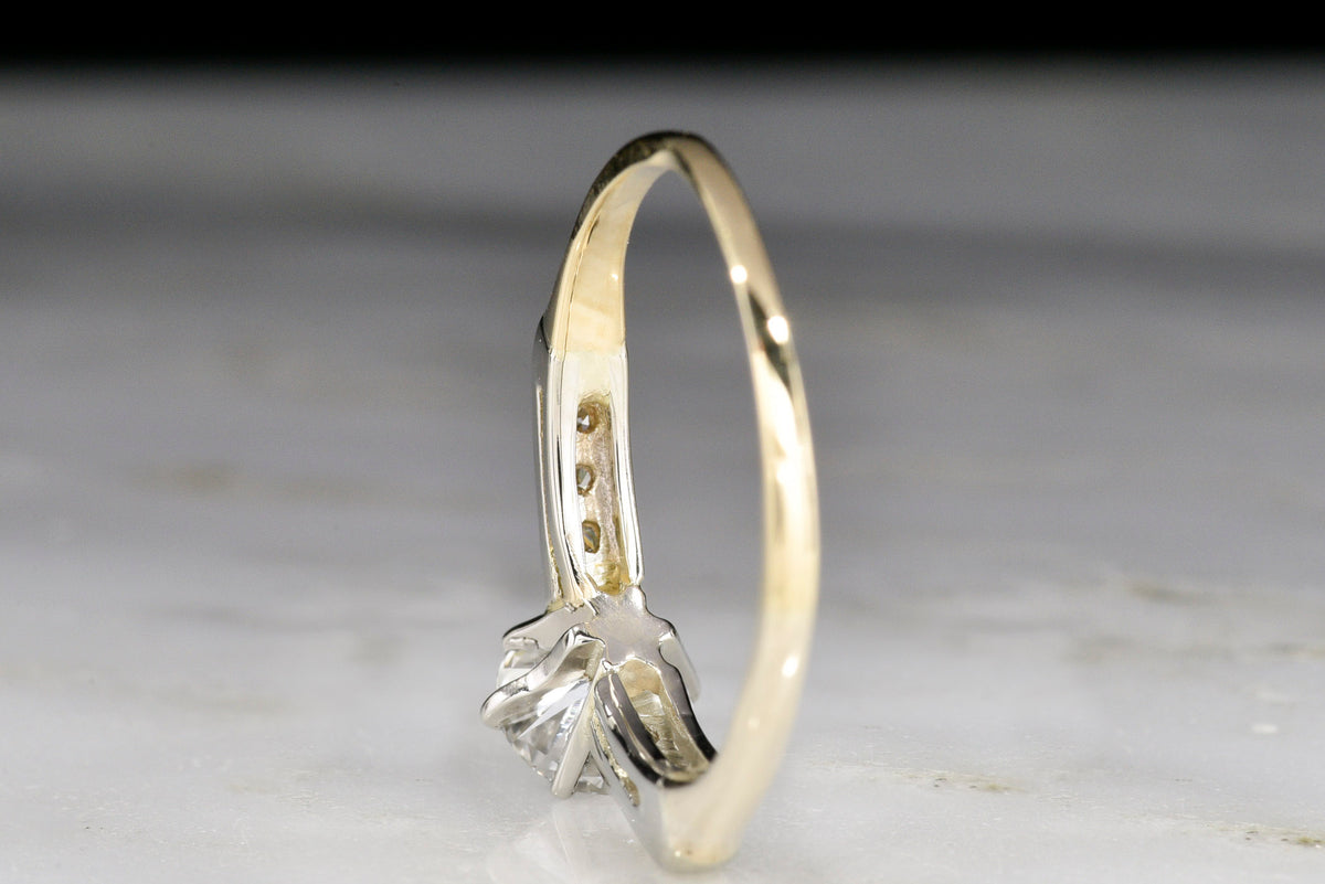 Classic c. 1950s Midcentury Two-Tone Yellow and White Gold Diamond Engagement Ring