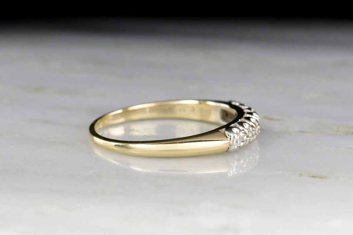 Classic Midcentury Yellow and White Gold Diamond Wedding or Stacking Band