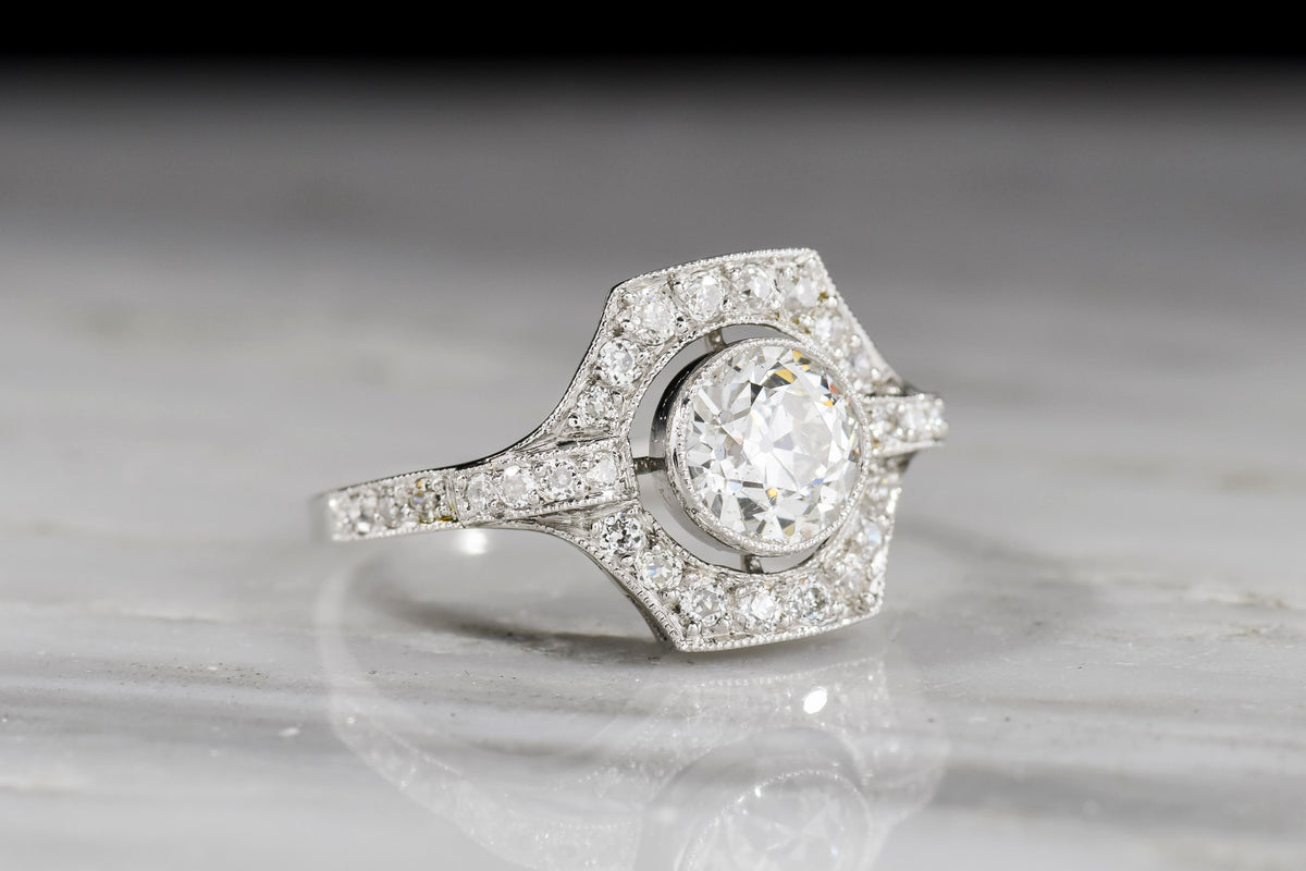 c. 1920s Art Deco Platinum and Diamond Engagement Ring or Right-Hand Ring