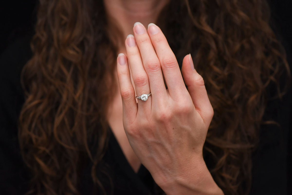 Ornate High-Edwardian Engagement Ring with a GIA Old European Cut Diamond