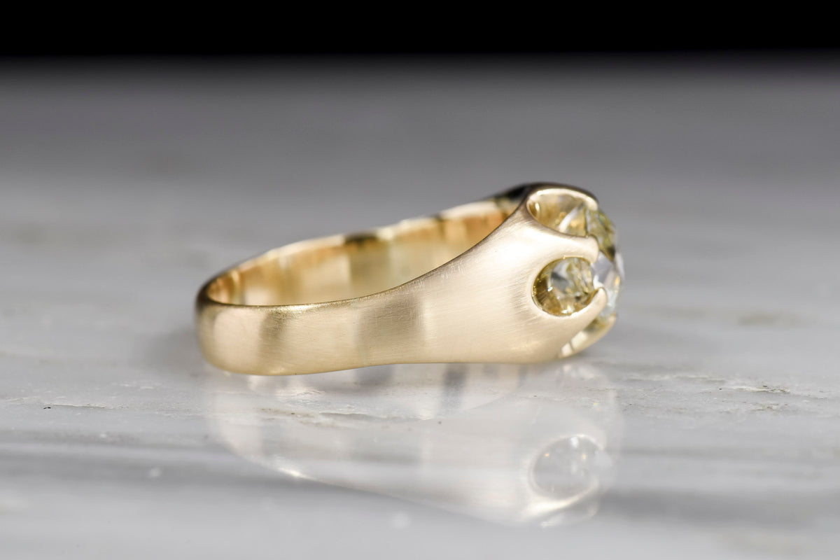 Late/Post- Victorian Gold Belcher Ring with a GIA 1.12 Carat Old European Cut Diamond