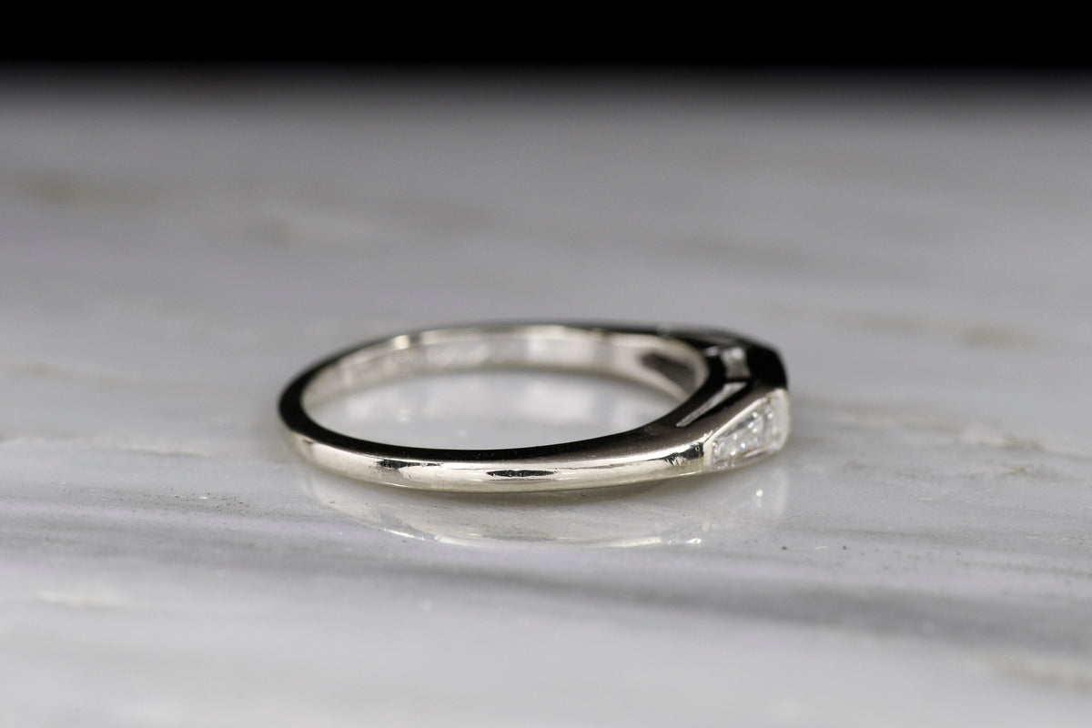 Midcentury Wedding or Stacking Band (Dated 1960) in White Gold with Baguette Cut Diamonds