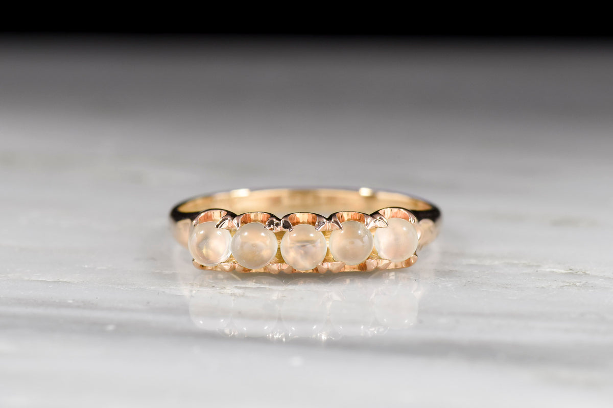 Antique Late-Victorian Rose Gold and Moonstone Band