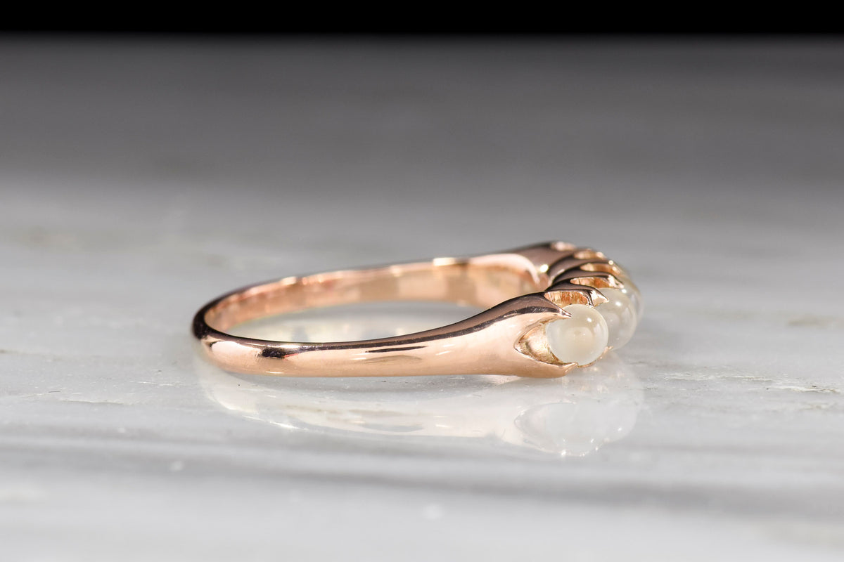 Antique Late-Victorian Rose Gold and Moonstone Band