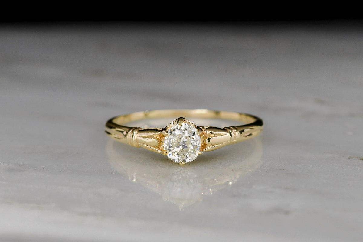 Petite c. Early 1900s Old Mine Cut Diamond Solitaire Engagement Ring