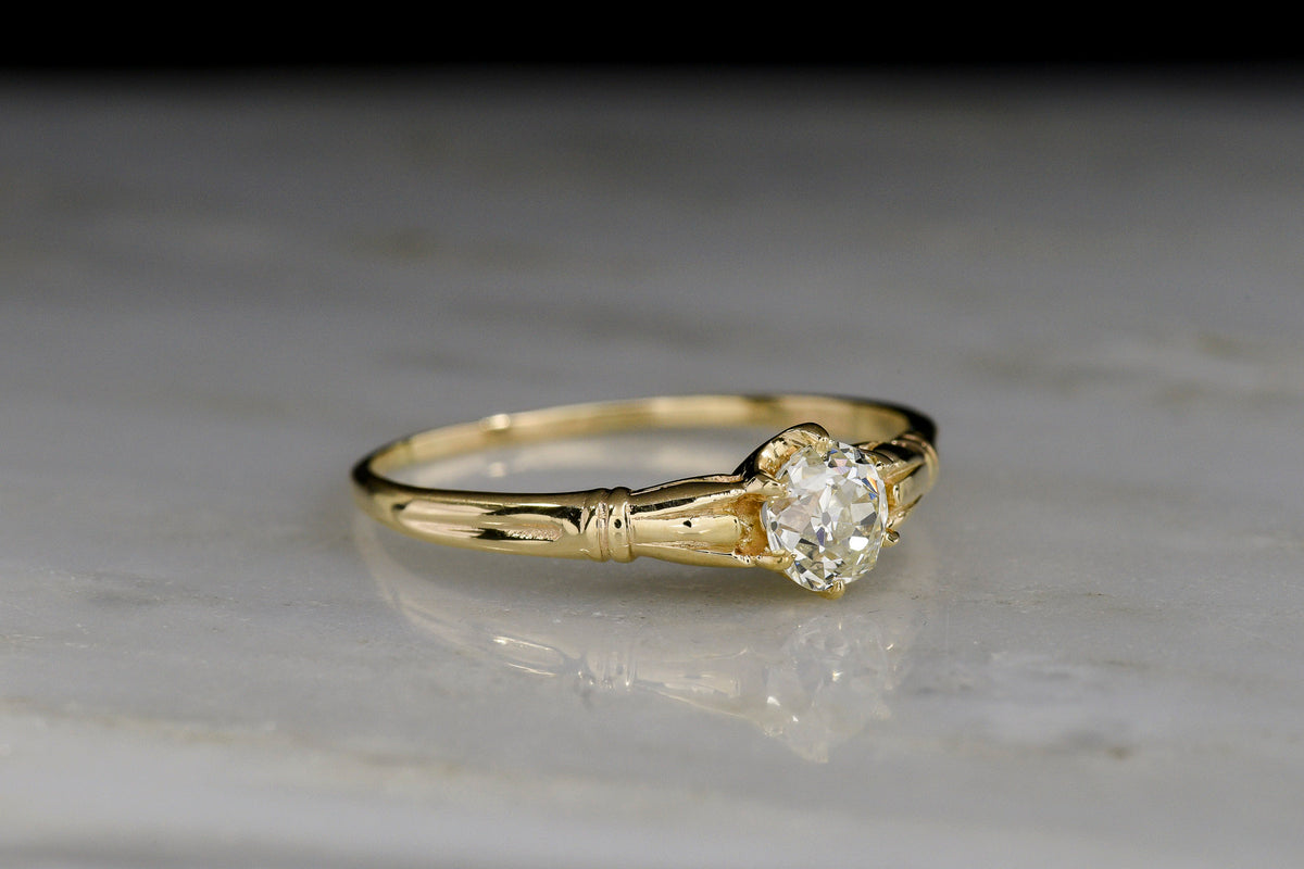 Petite c. Early 1900s Old Mine Cut Diamond Solitaire Engagement Ring