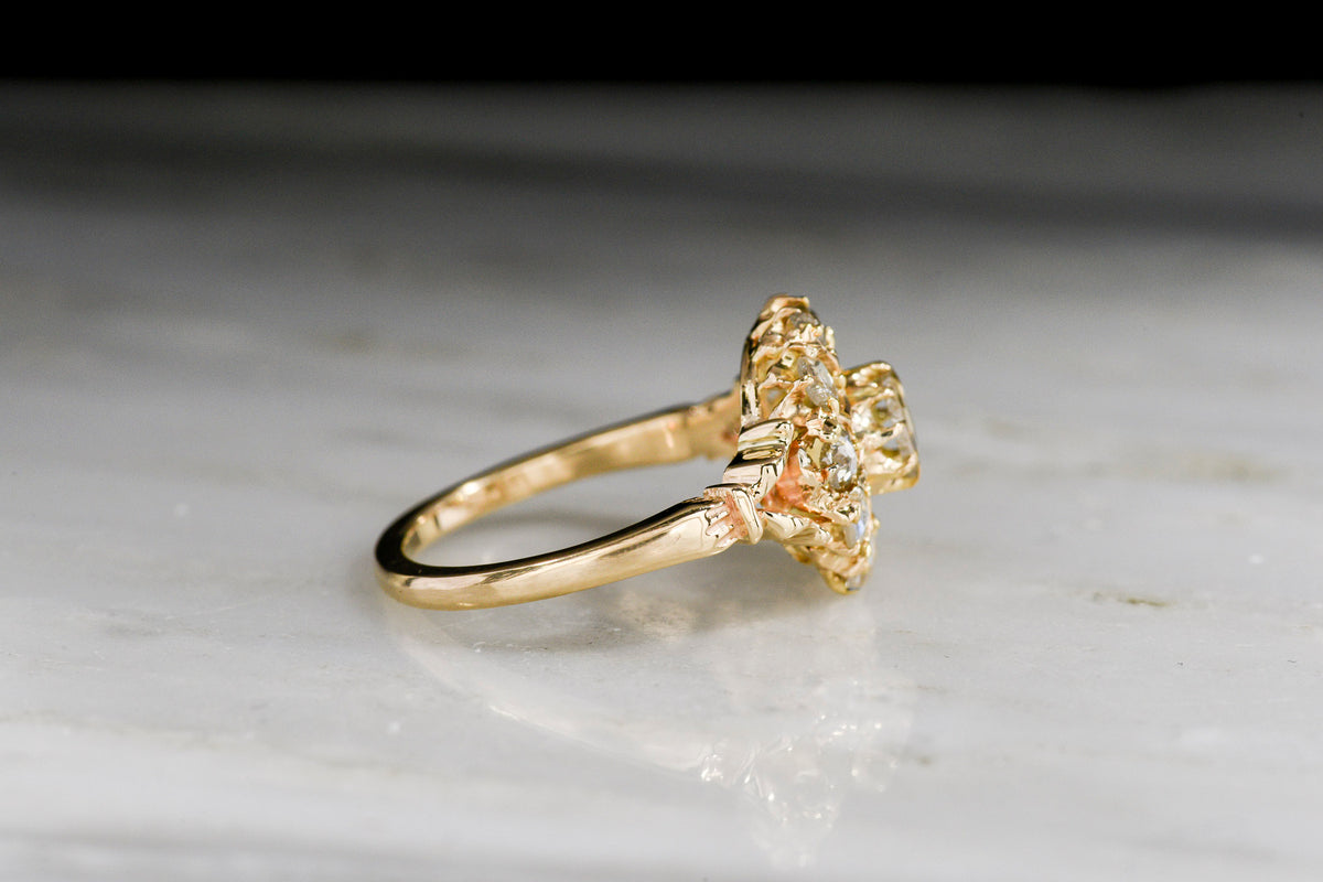 Victorian Rose Cut Diamond Cluster Ring Conversion in Gold
