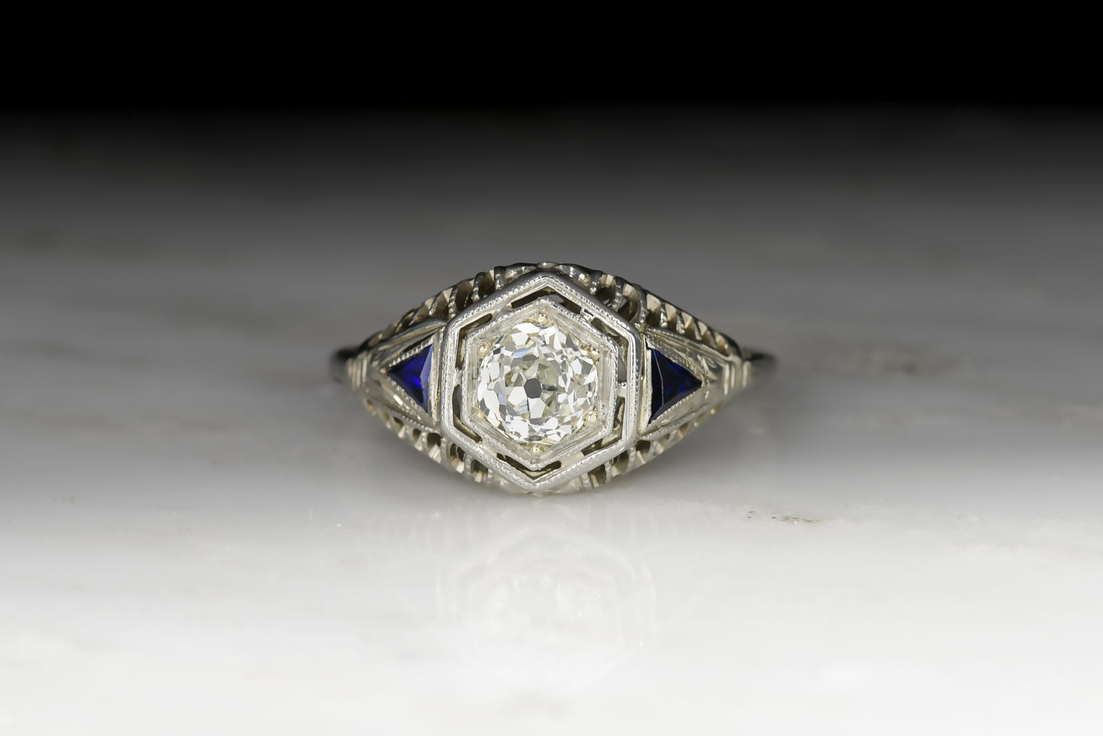 Vintage Art Deco .65 Carat EGL Certified Old Mine Cut Diamond Engagement Ring