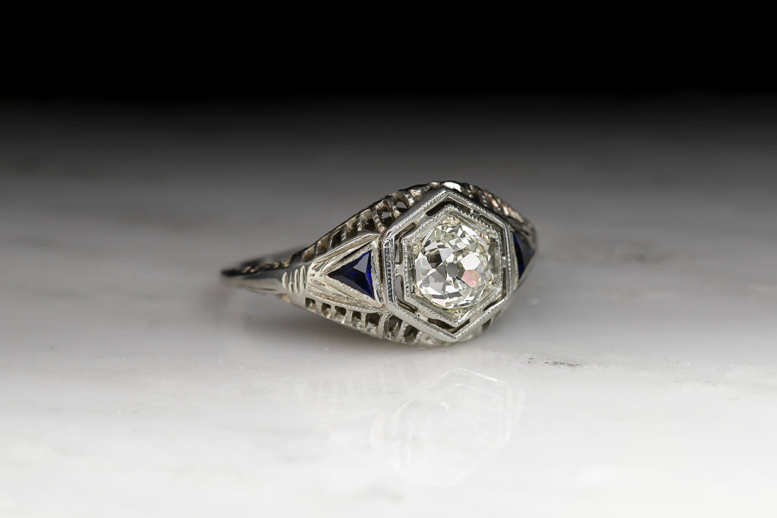 Vintage Art Deco .65 Carat EGL Certified Old Mine Cut Diamond Engagement Ring