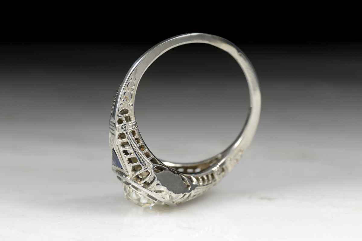 Vintage Art Deco .65 Carat EGL Certified Old Mine Cut Diamond Engagement Ring