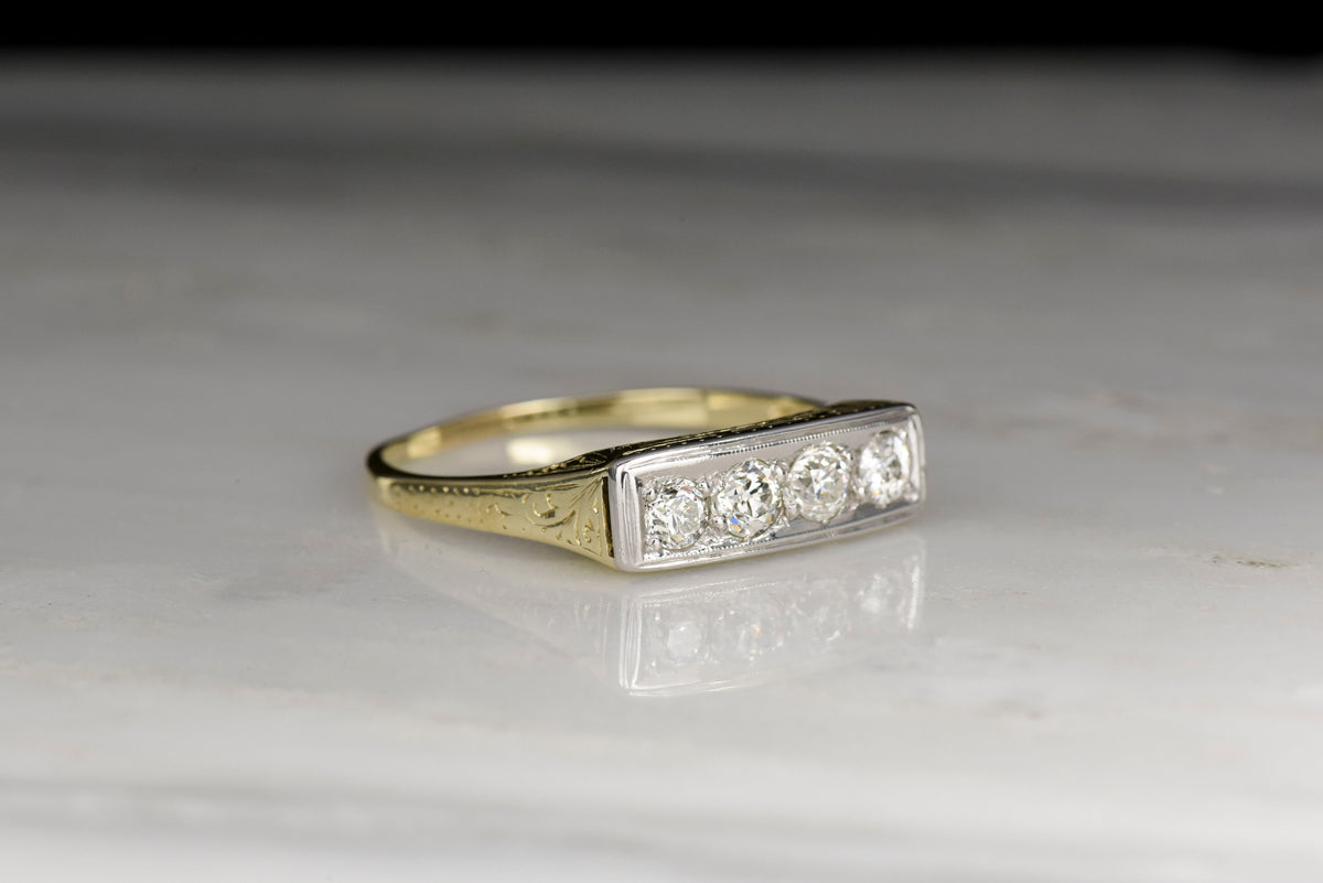 Vintage WWII Era Old Mine Cut Diamond Ring for Men or Women