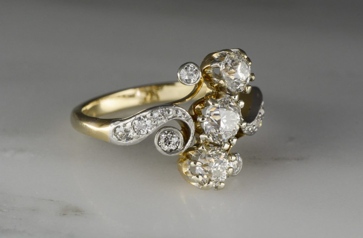 .81ctw Art Deco / Art Nouveau Diamond Engagement Ring with .25ct Old European Cut Diamond and .62ctw Accent Diamonds
