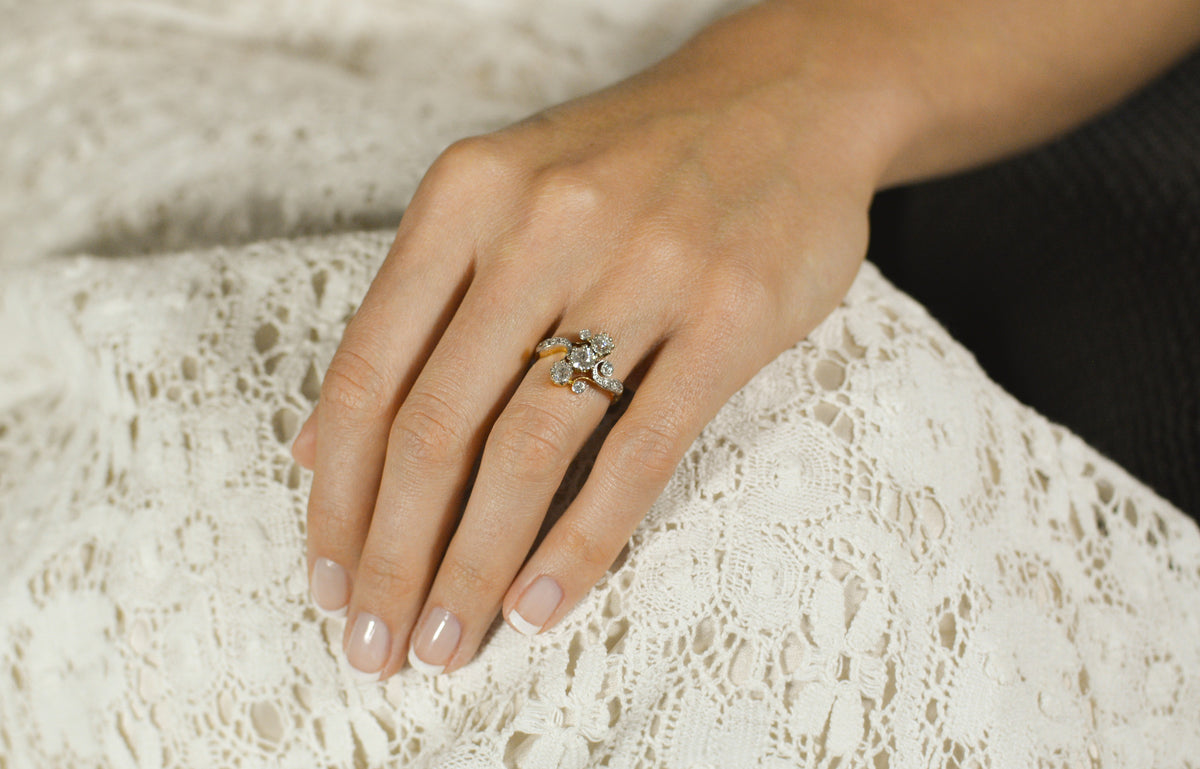 .81ctw Art Deco / Art Nouveau Diamond Engagement Ring with .25ct Old European Cut Diamond and .62ctw Accent Diamonds