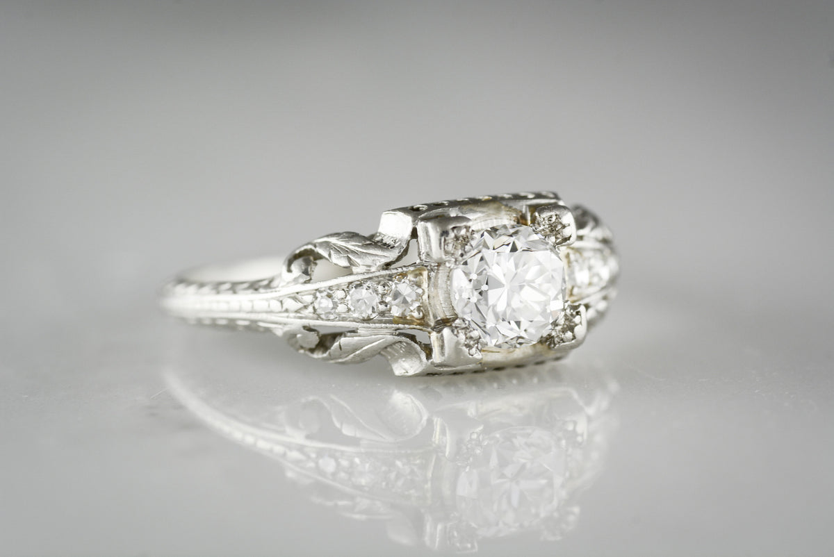Antique Old European Cut Diamond in Edwardian / Pre-Art Deco Platinum Engagement or Anniversary Ring