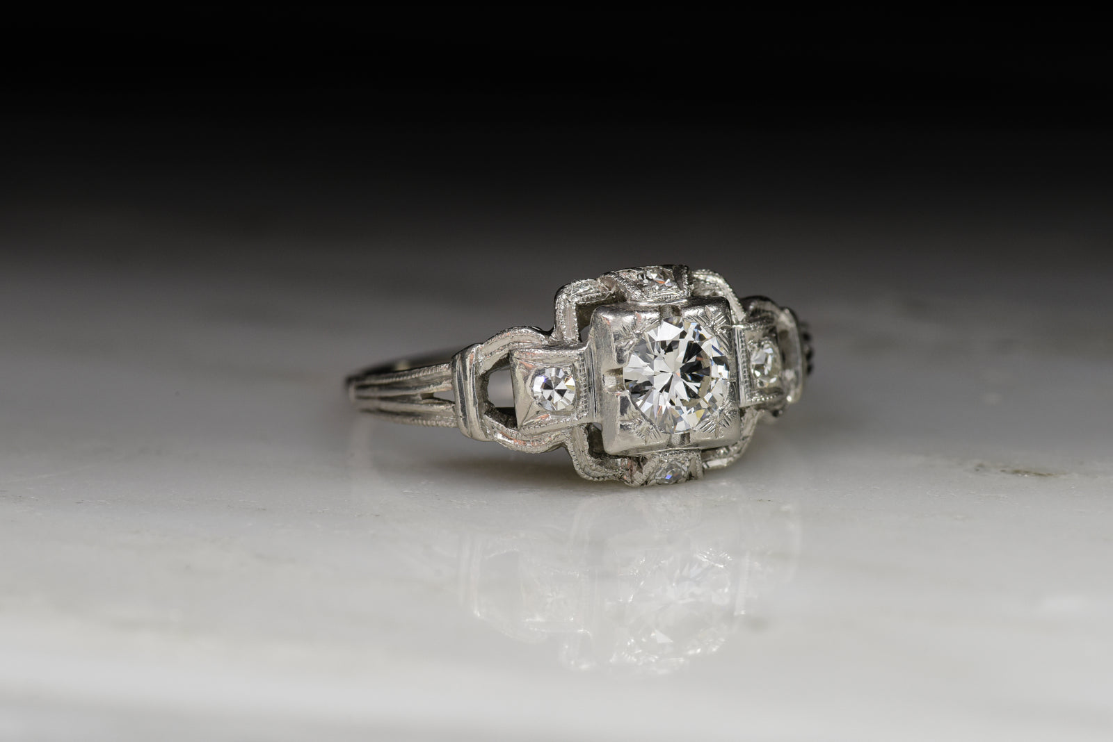 Vintage Edwardian Early Round Brilliant Cut Diamond Engagement Ring