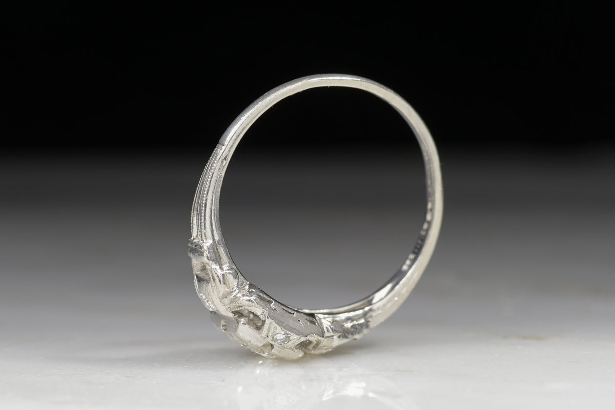 Vintage Edwardian Early Round Brilliant Cut Diamond Engagement Ring