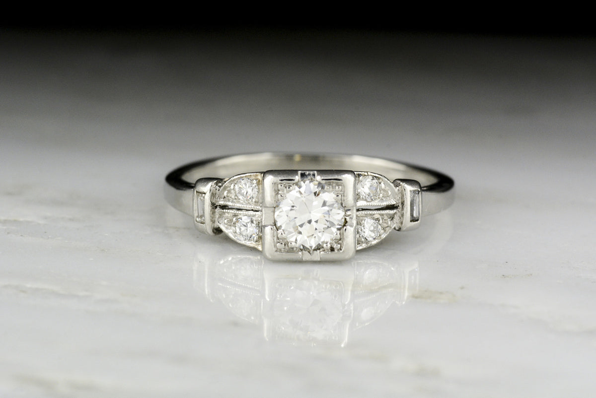 Vintage Art Deco / Retro Transitional Cut Diamond Engagement Ring