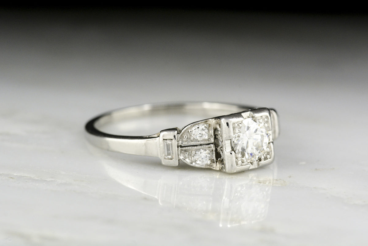 Vintage Art Deco / Retro Transitional Cut Diamond Engagement Ring