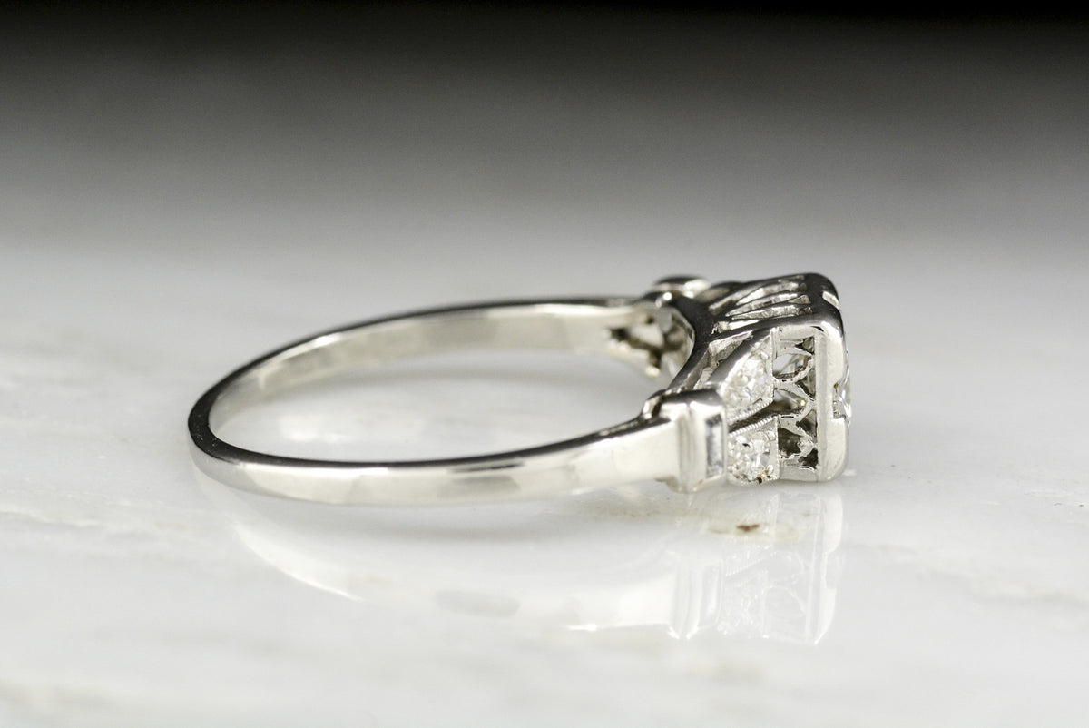 Vintage Art Deco / Retro Transitional Cut Diamond Engagement Ring