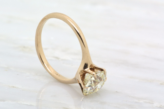 2.01ct VS1 Late Old Mine Cut / Early Old European Cut Diamond in Victorian Yellow/Rose Gold Tiffany Mount